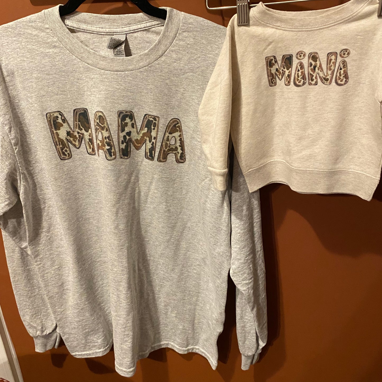 Mama and Mini cow print long sleeve shirt or sweatshirt