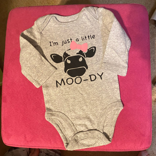I’m just a little moo-dy onesie